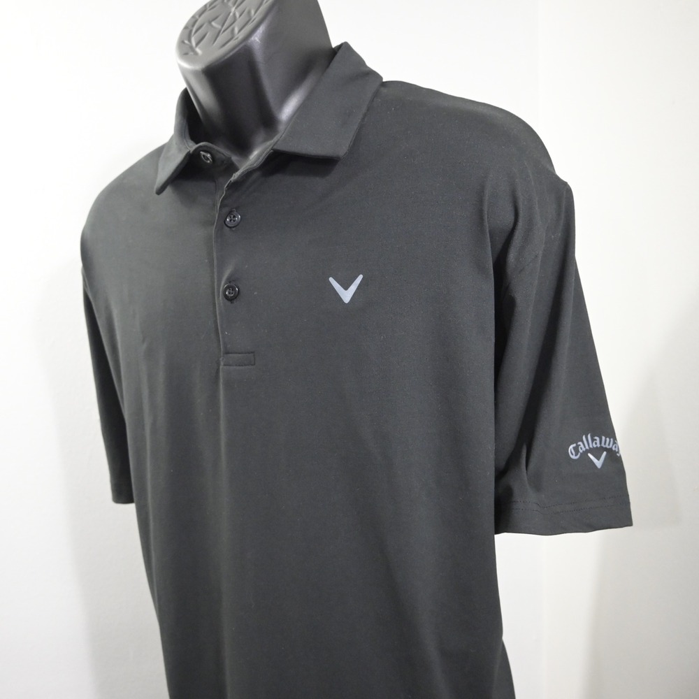 Callaway Golf Polo Mens XL Black Opti-Dri Short Sleeve Performance‎ Stretch